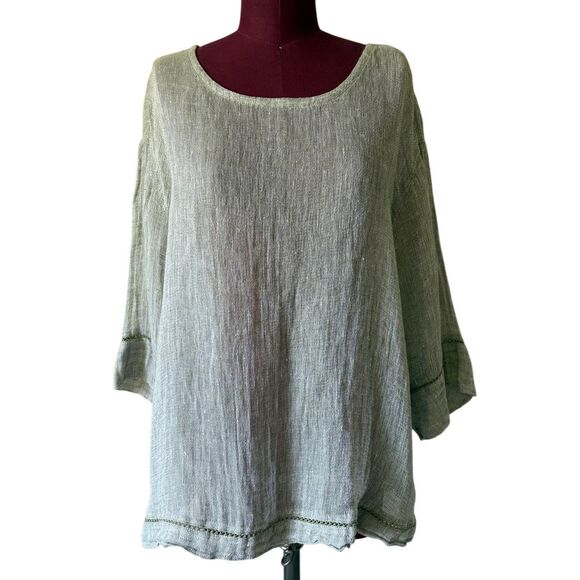Pure J Jill linen 100% linen size XL see through top Tunic Green - Picture 1 of 10